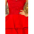 200-4 CHARLOTTE - ekskluzywna sukienka z koronkowym dekoltem - CZERWONA