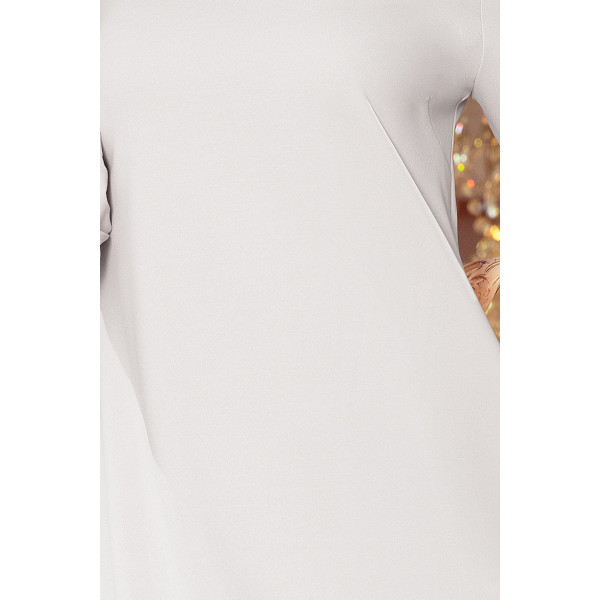 228-6 LUCY - plisowana wygodna sukienka - SZARA