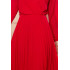 313-5 ISABELLE Plisowana sukienka z dekoltem i długim rękawkiem - CZERWONA