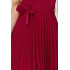 311-11 LILA Plisowana sukienka z krótkim rękawkiem - BORDOWA