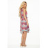 377-1 Trapezowa sukienka z dekoltem - różowo-niebieskie MANDALE
