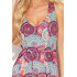 377-1 Trapezowa sukienka z dekoltem - różowo-niebieskie MANDALE