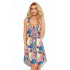 377-3 Trapezowa sukienka z dekoltem - kolorowy wzór
