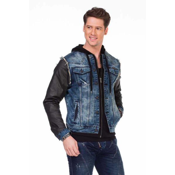 CIPO & BAXX bunda pánska C1290 jeans s kapucňou