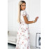 434-4 LISA Plisowana sukienka midi z dekoltem i falbankami - kwiat brzoskwini na białym tle
