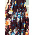 194-3 Długa suknia z hiszpańskim dekoltem - czarna w kolorowe kwiaty