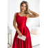 524-1 Długa elegancka satynowa suknia na jedno ramię - CZERWONA