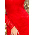 170-6 Sukienka koronkowa z długim rękawkiem i DEKOLTEM - CZERWONA